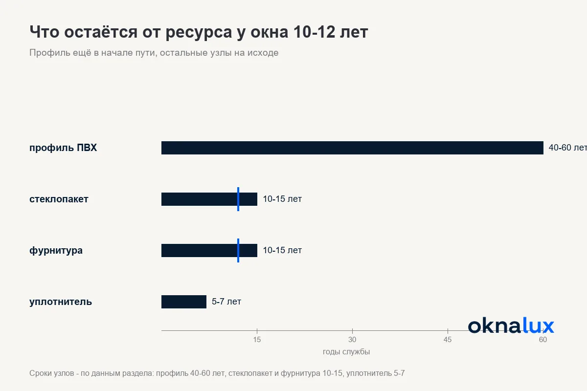 Остаточный ресурс узлов бывшего в употреблении окна