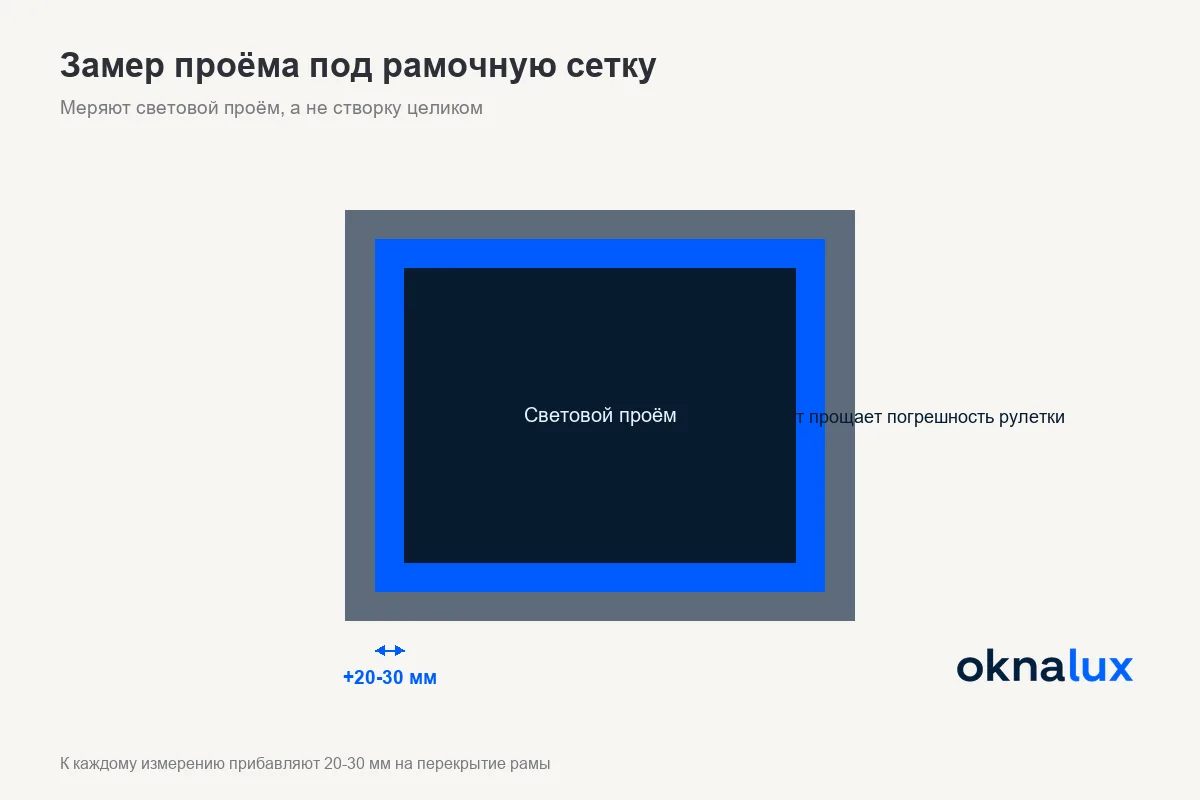 Замер проёма под рамочную сетку