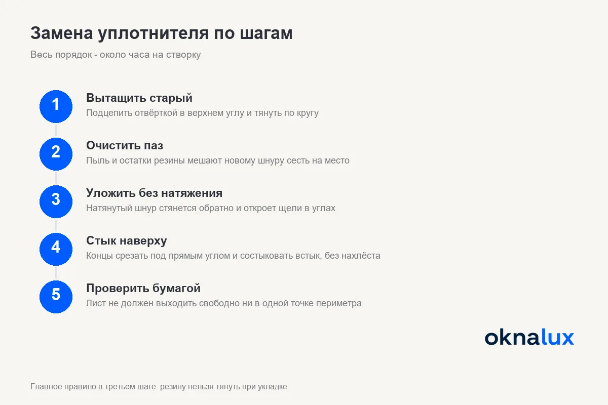 Замена уплотнителя по шагам